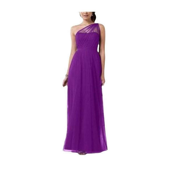 ALFRED ANGELO STYLE 8615L purple violet plum bridesmaid dress prom one shoulder - Picture 1 of 7